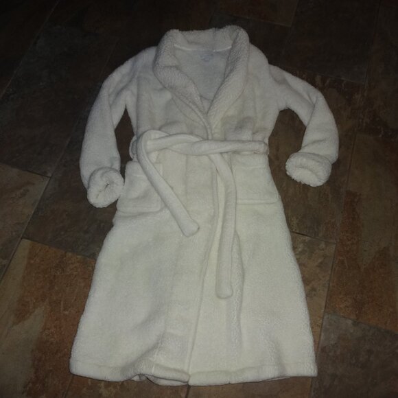Nordstrom Robe Spa ivory/off white Soft Plush fleece Sherpa Belt/wrap Women L - Picture 2 of 12